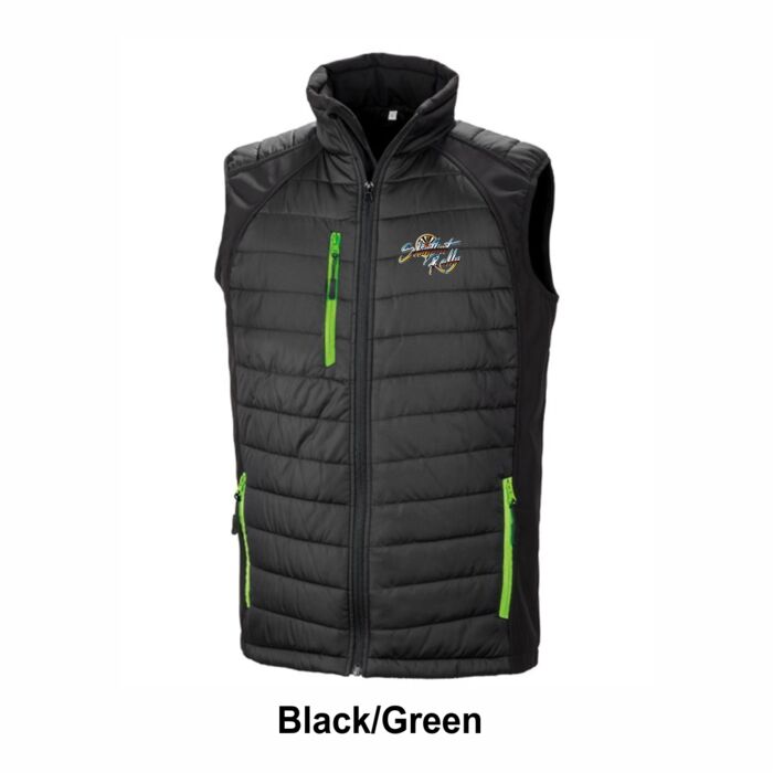 Skinflint Rally Black/Green Padded Softshell Gilet Thumbnail